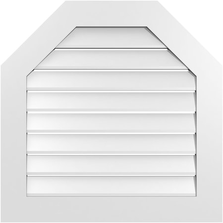 Ekena Millwork Octagonal Top Surface Mount PVC Gable Vent: Functional, w/ 3-1/2"W x 1"P Standard Frame, 30"W x 30"H GVPOT30X3001SF